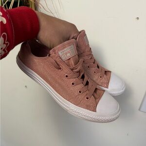 Converse Chuck Taylor All Star Coral Sparkles Junior Grade School Size 4.5 Used
